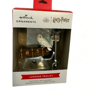 Hallmark 3HCM0884 Harry Potter Luggage Trolley with Hedwig Ornament